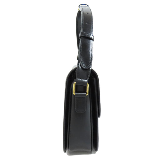 CELINE Shoulder Bag Calfskin black Triomphe Women Used Authentic