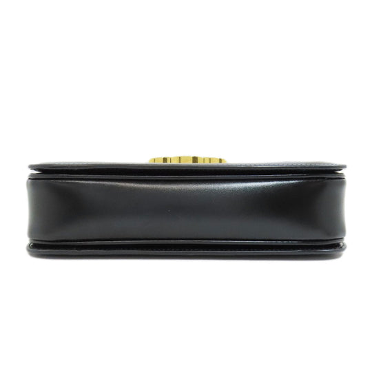 CELINE Shoulder Bag Calfskin black Triomphe Women Used Authentic