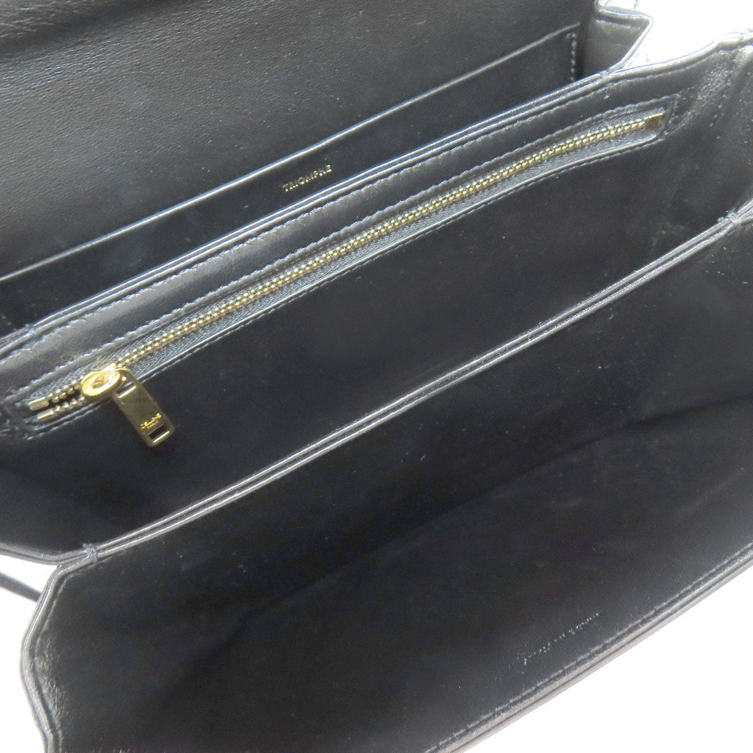 CELINE Shoulder Bag Calfskin black Triomphe Women Used Authentic