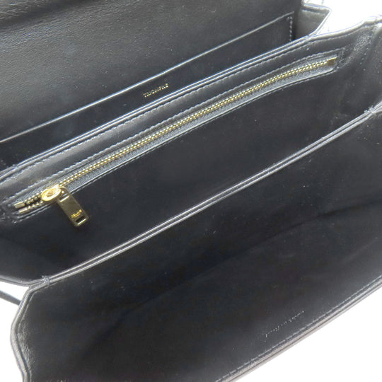 CELINE Shoulder Bag Calfskin black Triomphe Women Used Authentic