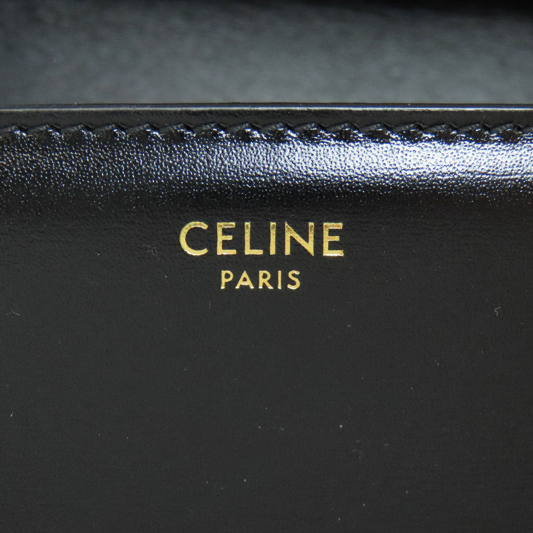 CELINE Shoulder Bag Calfskin black Triomphe Women Used Authentic