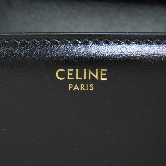 CELINE Shoulder Bag Calfskin black Triomphe Women Used Authentic