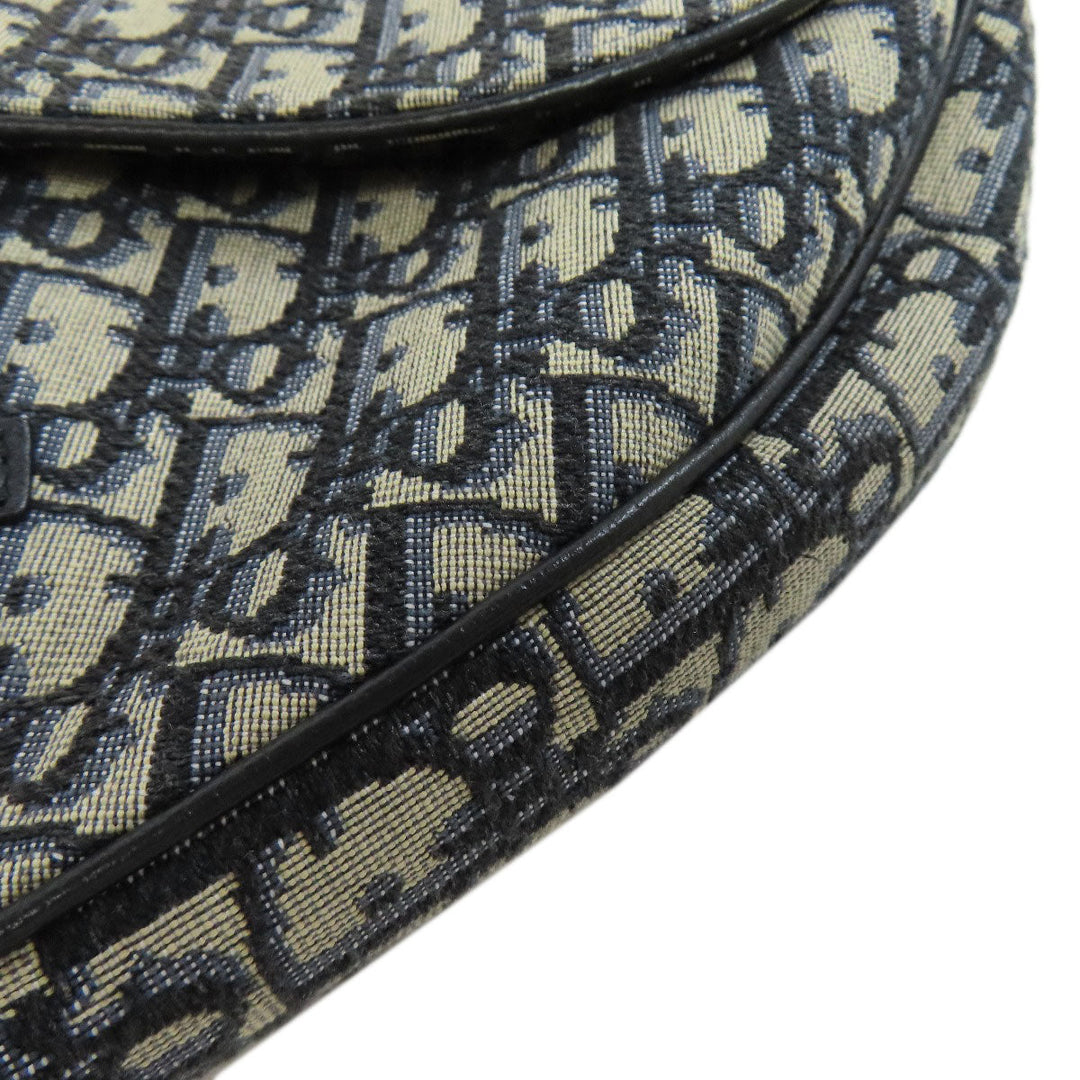 Christian Dior Sling bag canvas Navy Saddle Oblique Women Used Authentic