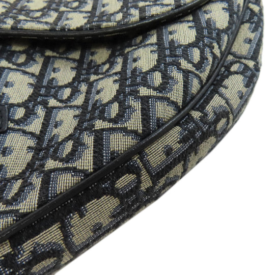 Christian Dior Sling bag canvas Navy Saddle Oblique Women Used Authentic