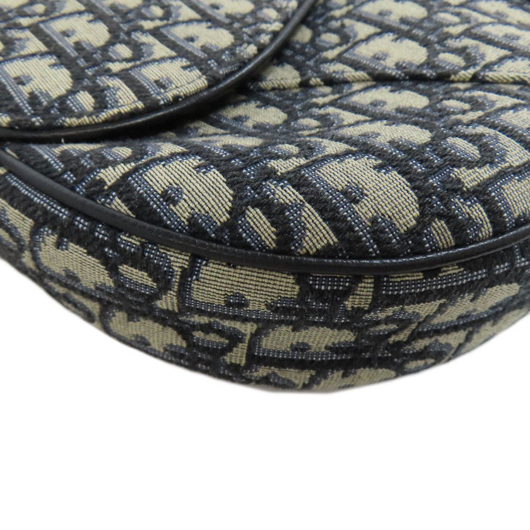 Christian Dior Sling bag canvas Navy Saddle Oblique Women Used Authentic