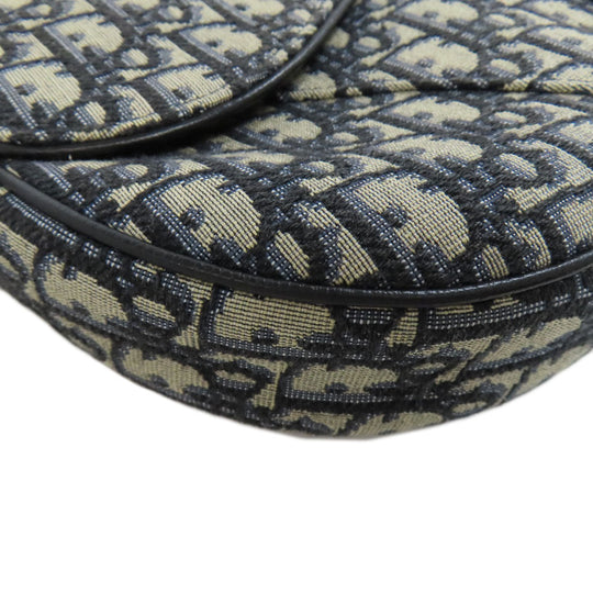 Christian Dior Sling bag canvas Navy Saddle Oblique Women Used Authentic