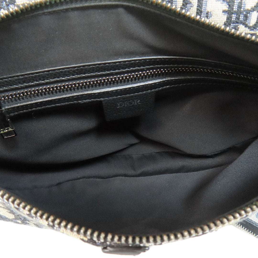 Christian Dior Sling bag canvas Navy Saddle Oblique Women Used Authentic
