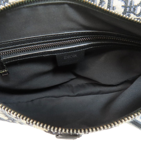 Christian Dior Sling bag canvas Navy Saddle Oblique Women Used Authentic