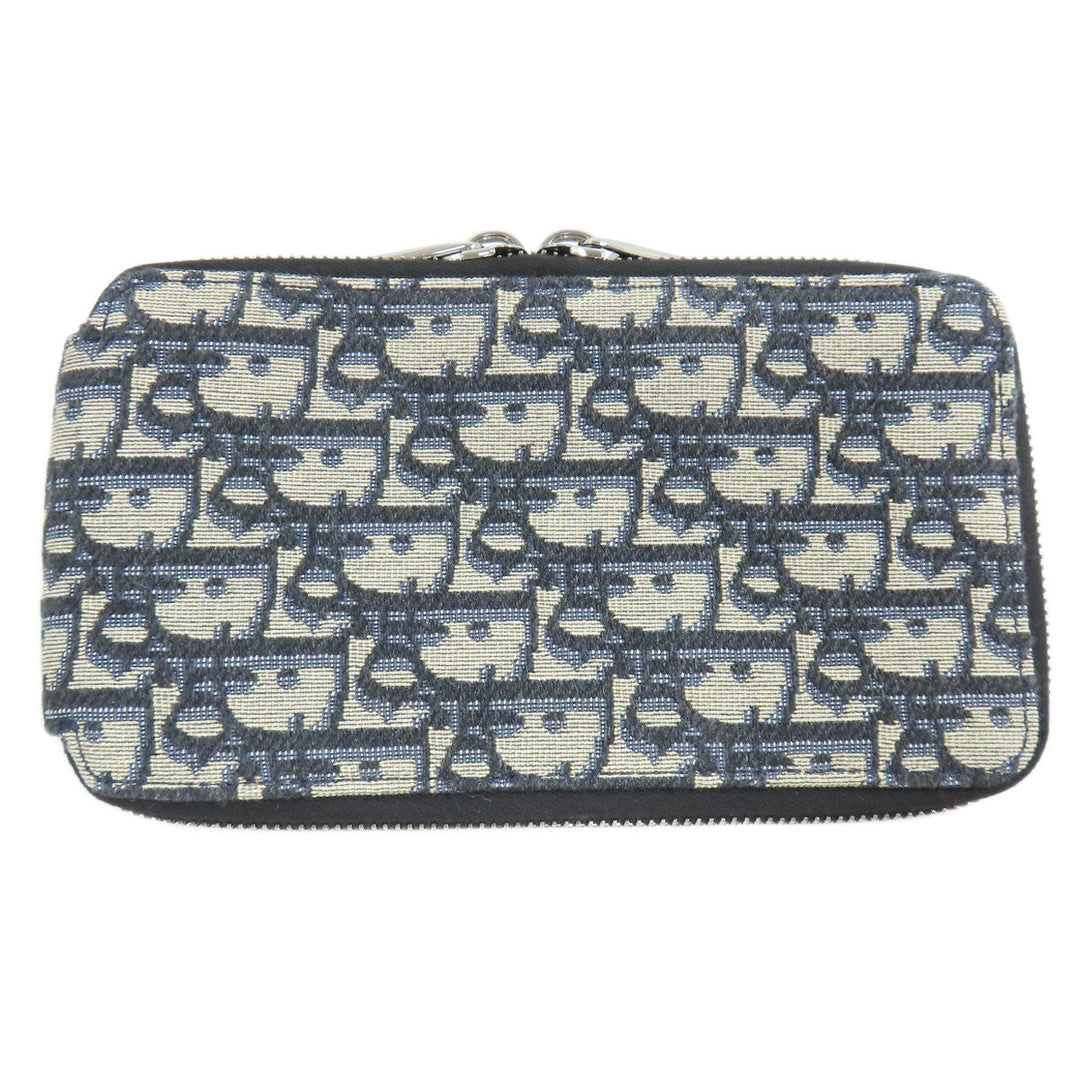 Christian Dior Sling bag canvas Navy Saddle Oblique Women Used Authentic