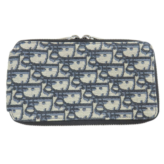 Christian Dior Sling bag canvas Navy Saddle Oblique Women Used Authentic