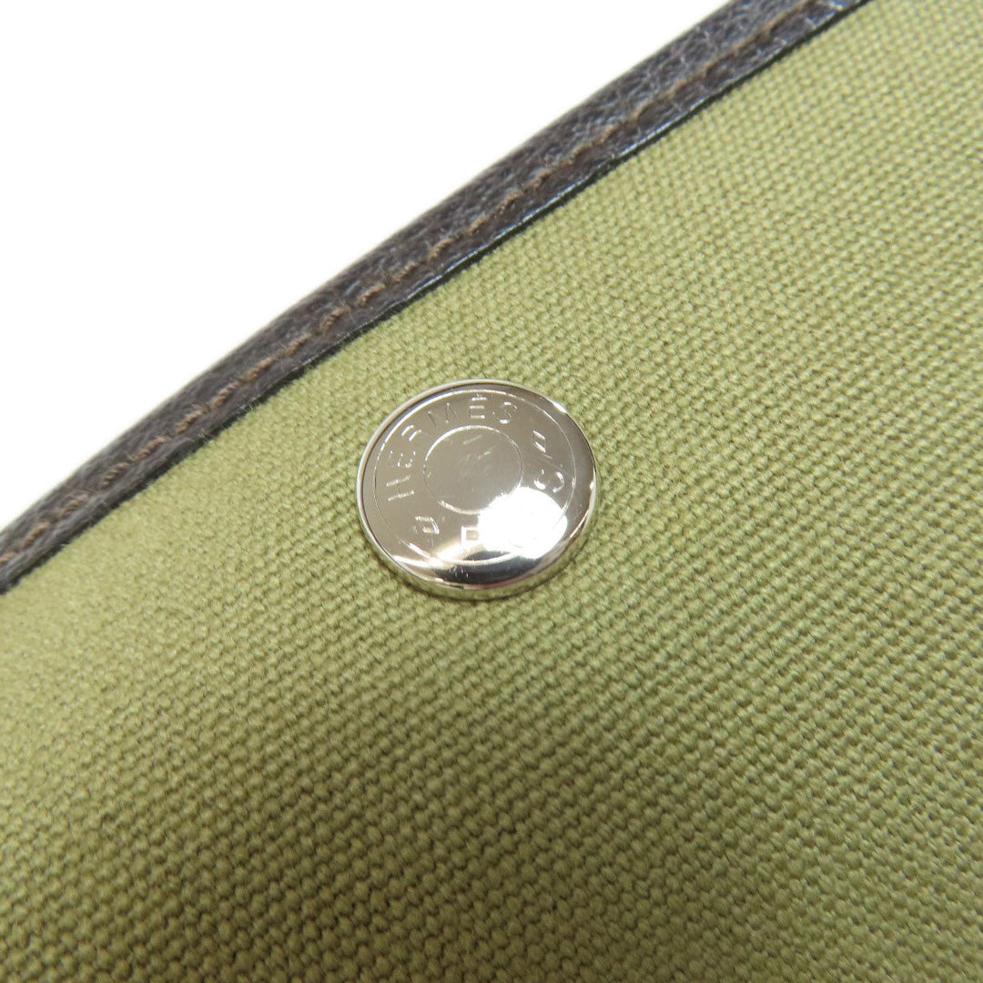 HERMES Tote Bag Towar Officche green Garden Party PM SilverMetal Women Used Authentic