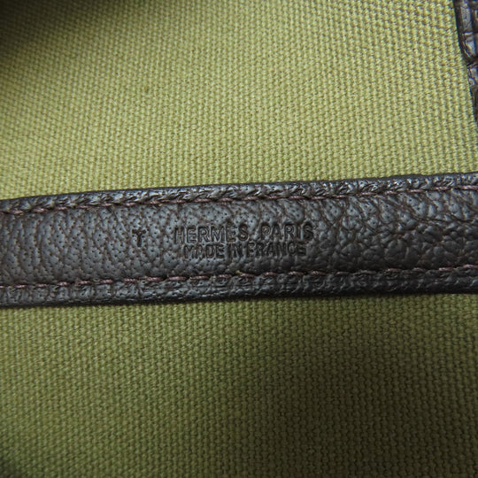 HERMES Tote Bag Towar Officche green Garden Party PM SilverMetal Women Used Authentic