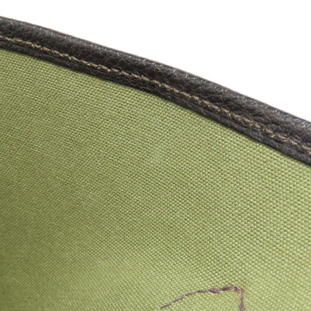 HERMES Tote Bag Towar Officche green Garden Party PM SilverMetal Women Used Authentic