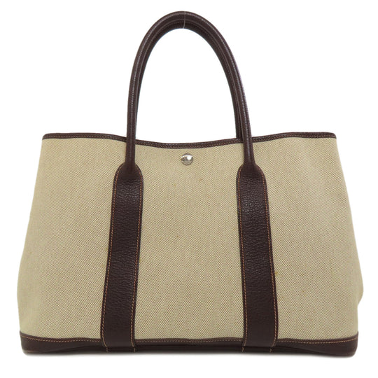 HERMES Tote Bag Tower ash Brown Garden Party PM Maroon SilverMetal Women Used Authentic