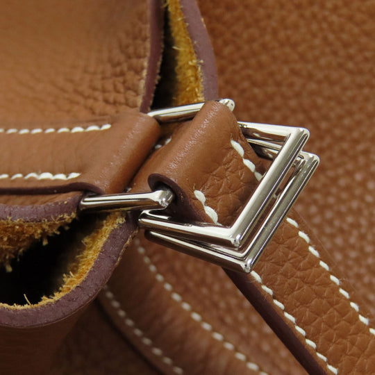 HERMES Handbag Taurillon Clemence Brown Picotin Lock MM Gold SilverMetal
