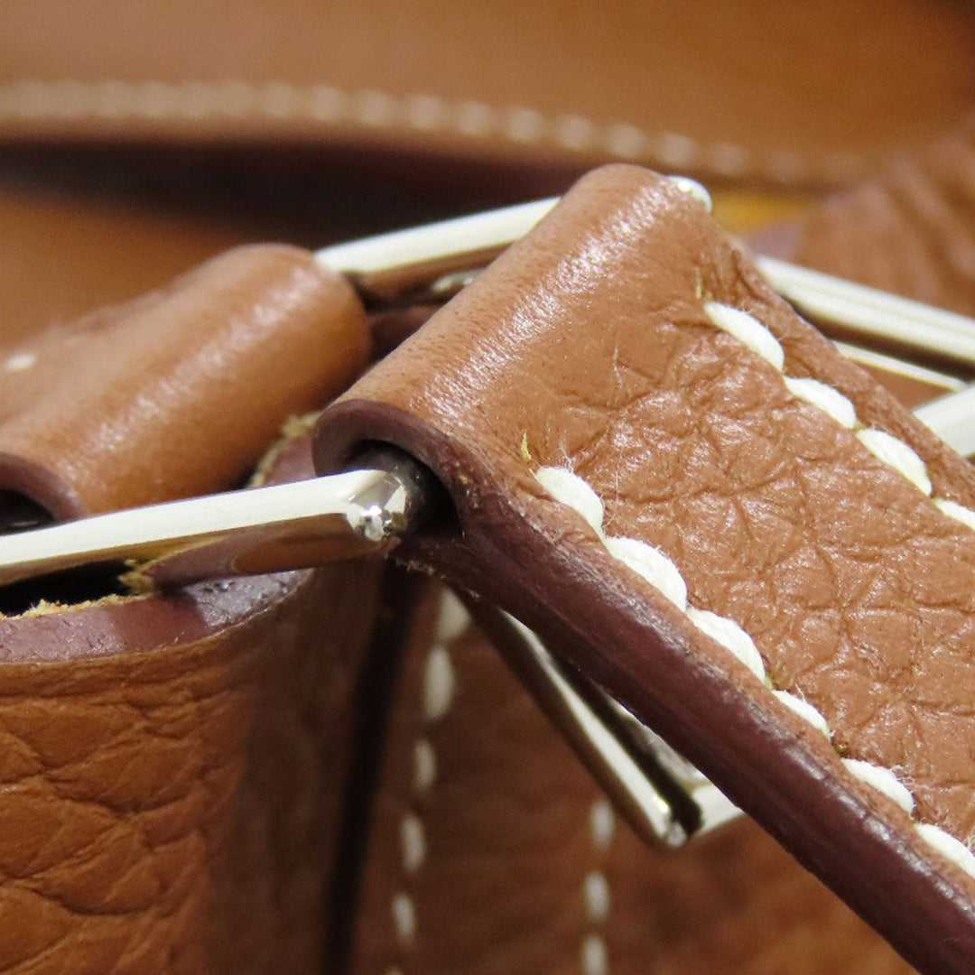 HERMES Handbag Taurillon Clemence Brown Picotin Lock MM Gold SilverMetal