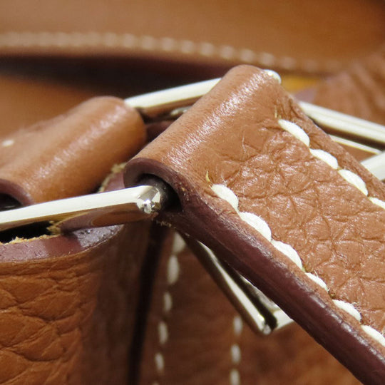 HERMES Handbag Taurillon Clemence Brown Picotin Lock MM Gold SilverMetal