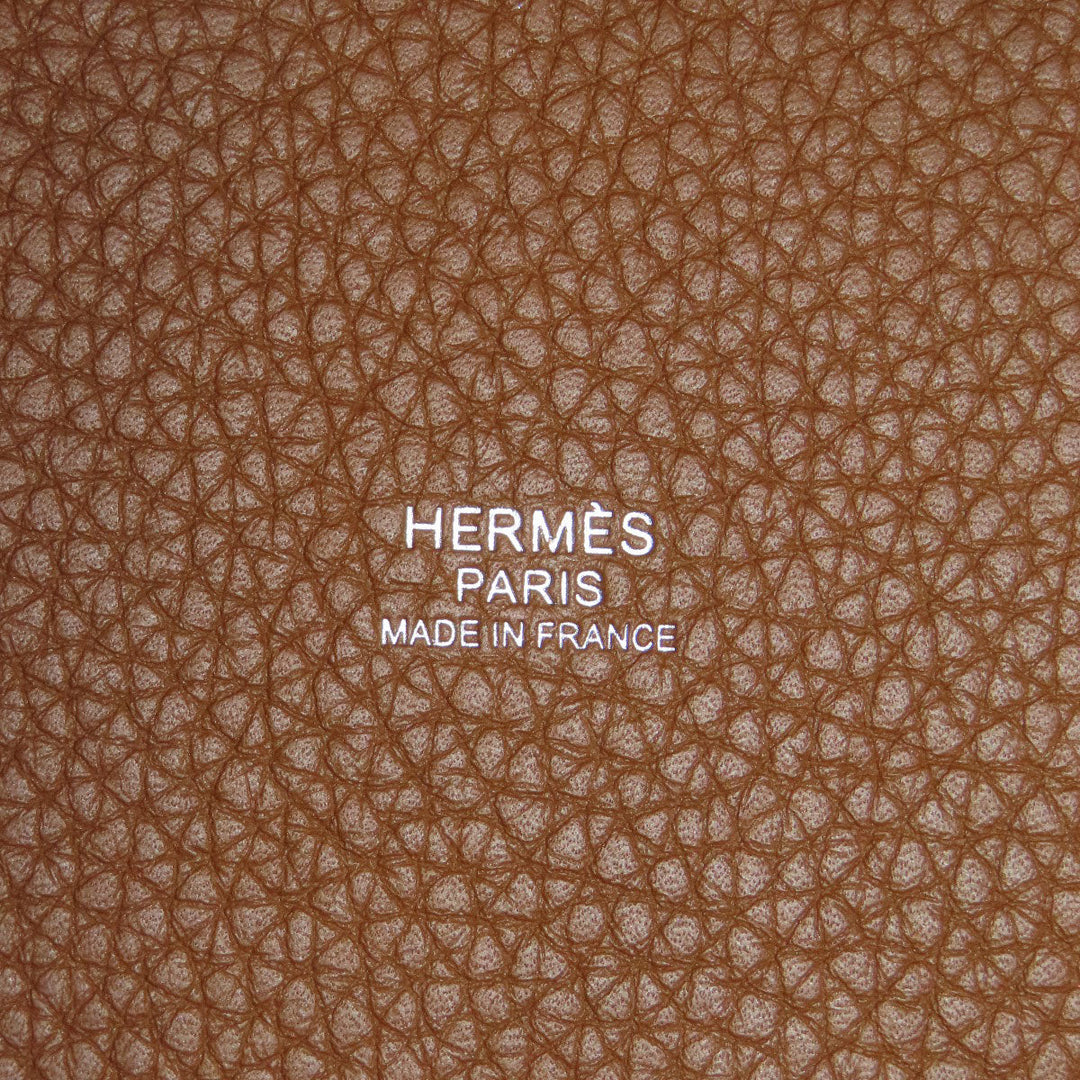 HERMES Handbag Taurillon Clemence Brown Picotin Lock MM Gold SilverMetal