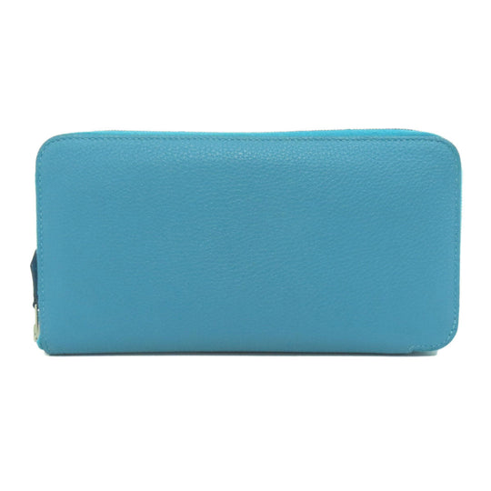 HERMES Long Wallet Purse Togo blue Azap Classic Long Turquoise SilverMetal