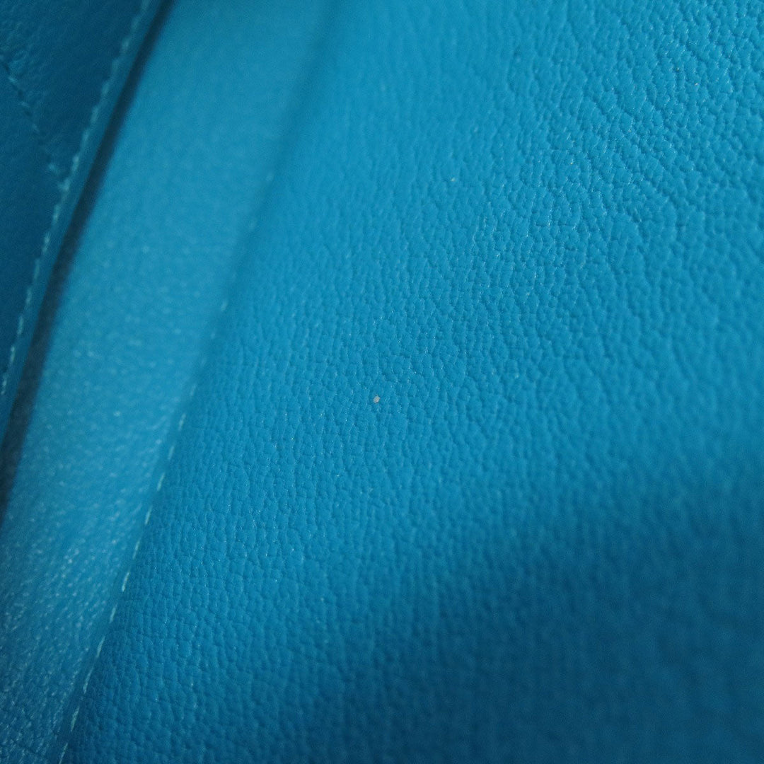 HERMES Long Wallet Purse Togo blue Azap Classic Long Turquoise SilverMetal
