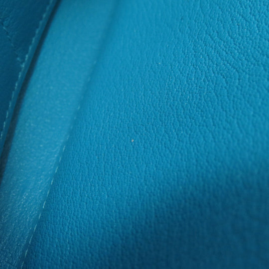 HERMES Long Wallet Purse Togo blue Azap Classic Long Turquoise SilverMetal