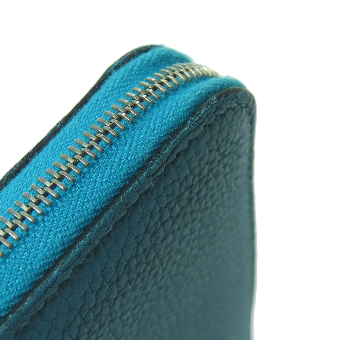 HERMES Long Wallet Purse Togo blue Azap Classic Long Turquoise SilverMetal