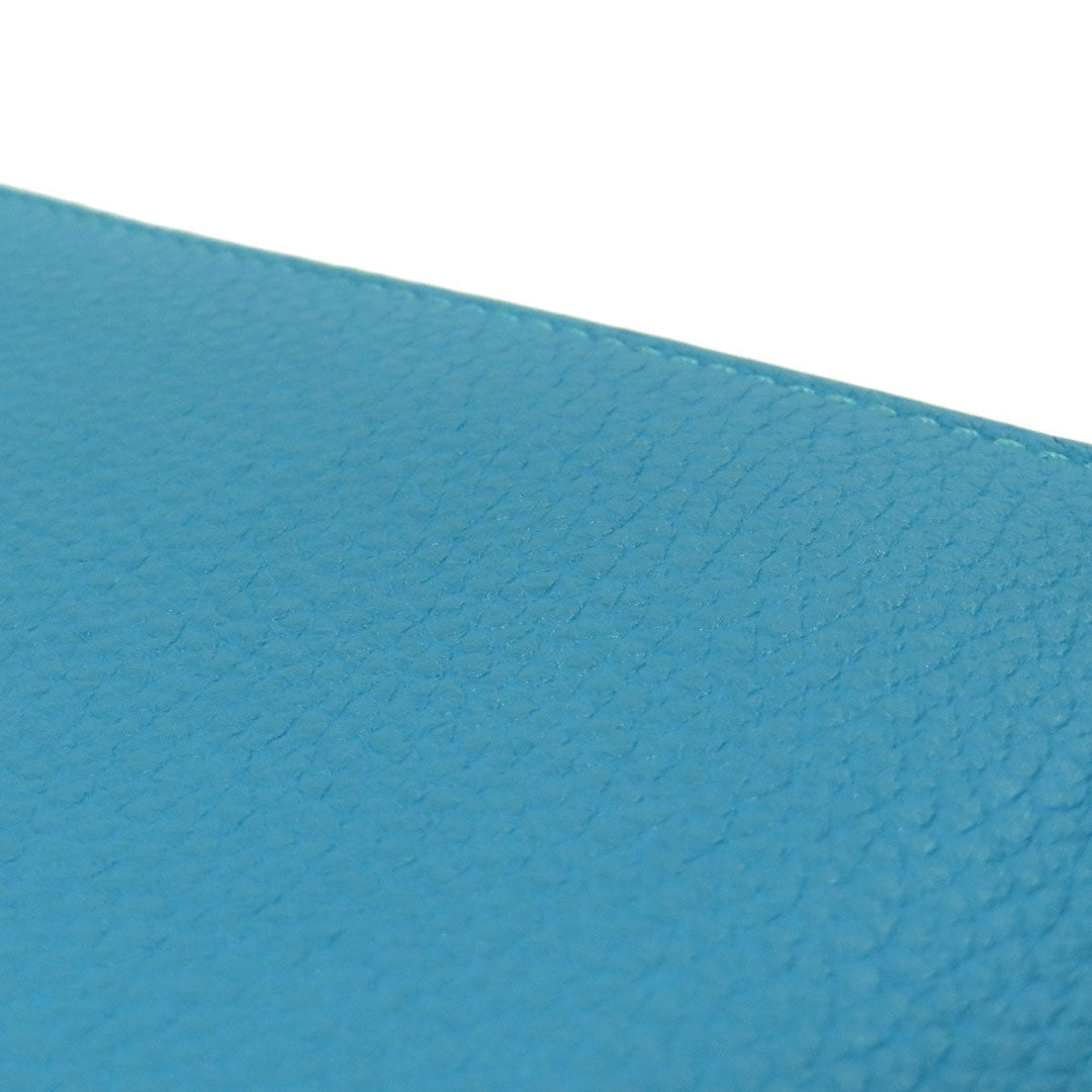 HERMES Long Wallet Purse Togo blue Azap Classic Long Turquoise SilverMetal