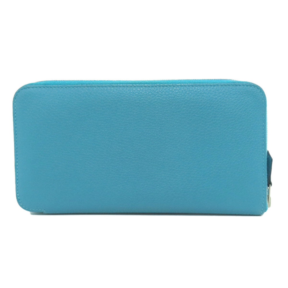 HERMES Long Wallet Purse Togo blue Azap Classic Long Turquoise SilverMetal