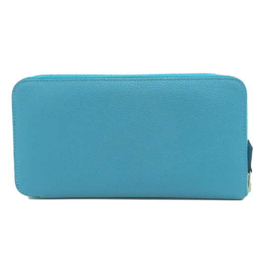HERMES Long Wallet Purse Togo blue Azap Classic Long Turquoise SilverMetal