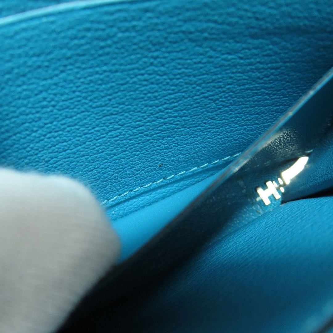 HERMES Long Wallet Purse Togo blue Azap Classic Long Turquoise SilverMetal