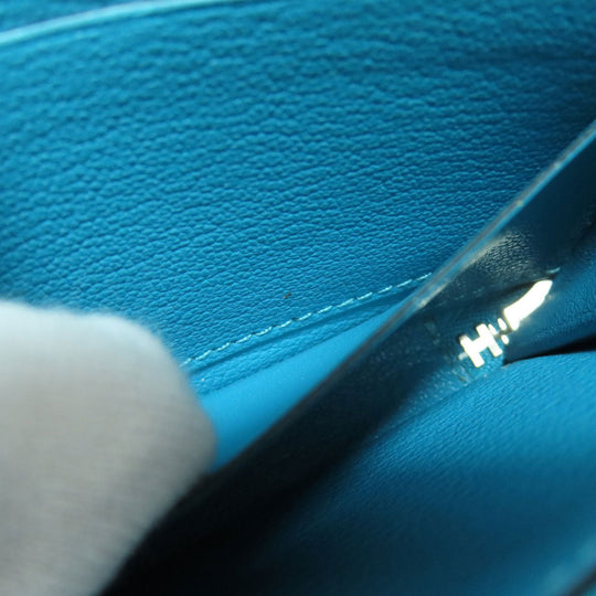 HERMES Long Wallet Purse Togo blue Azap Classic Long Turquoise SilverMetal
