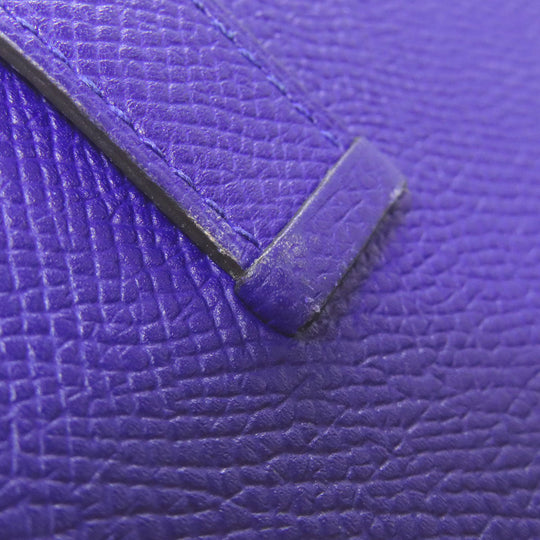HERMES Long Wallet Purse Epsom purple Bearn Soufflet Blue Electric Silver Metal Women Used Authentic