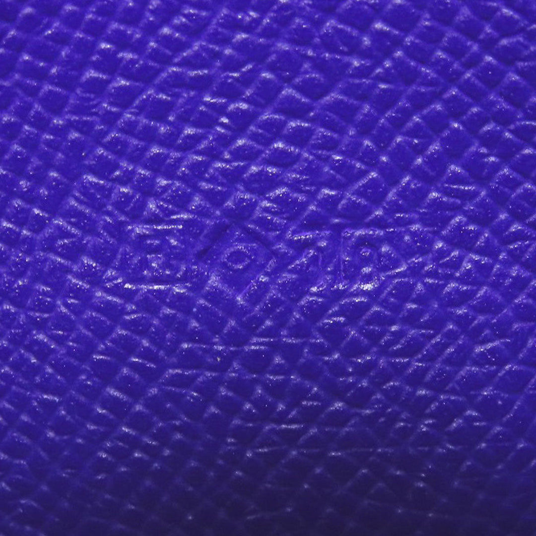 HERMES Long Wallet Purse Epsom purple Bearn Soufflet Blue Electric Silver Metal Women Used Authentic