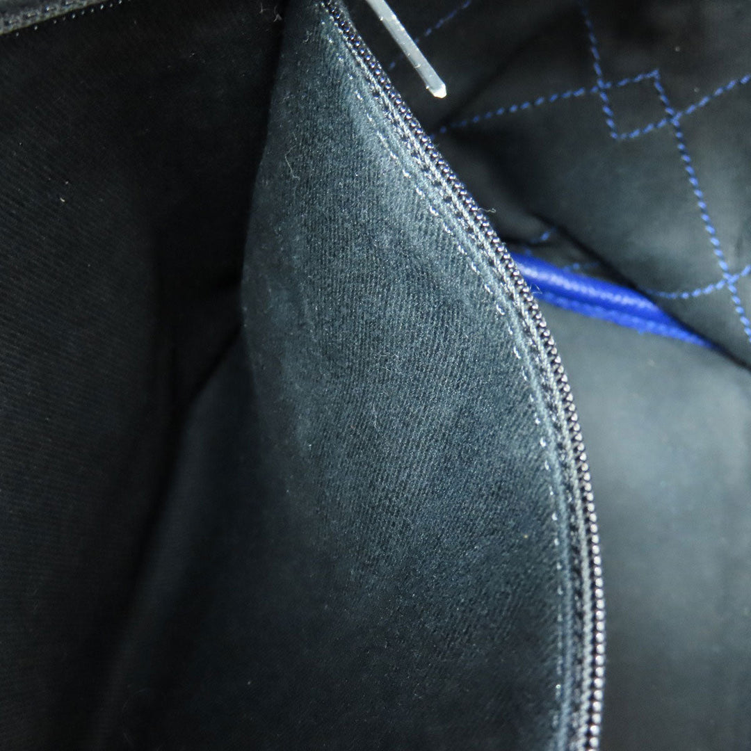 CHANEL Tote Bag Grained Calfskin Skin blue Wild stitch Silver Metal