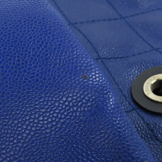 CHANEL Tote Bag Grained Calfskin Skin blue Wild stitch Silver Metal
