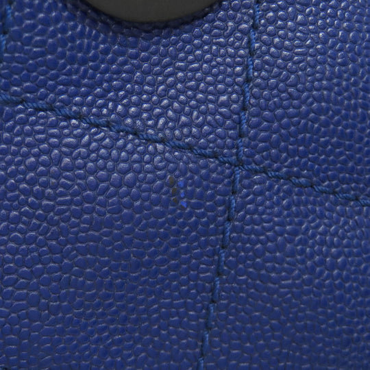CHANEL Tote Bag Grained Calfskin Skin blue Wild stitch Silver Metal