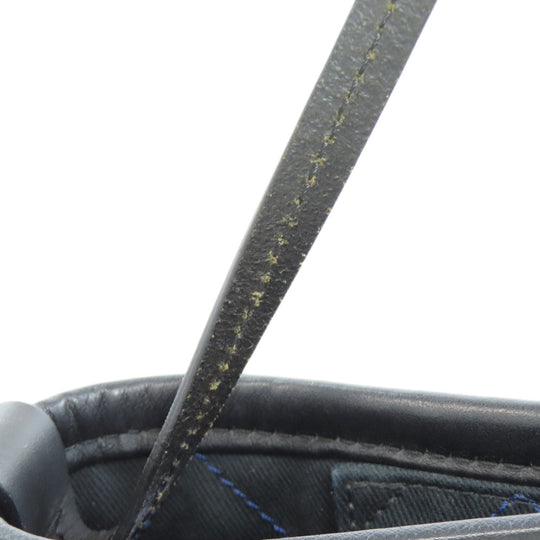 CHANEL Tote Bag Grained Calfskin Skin blue Wild stitch Silver Metal