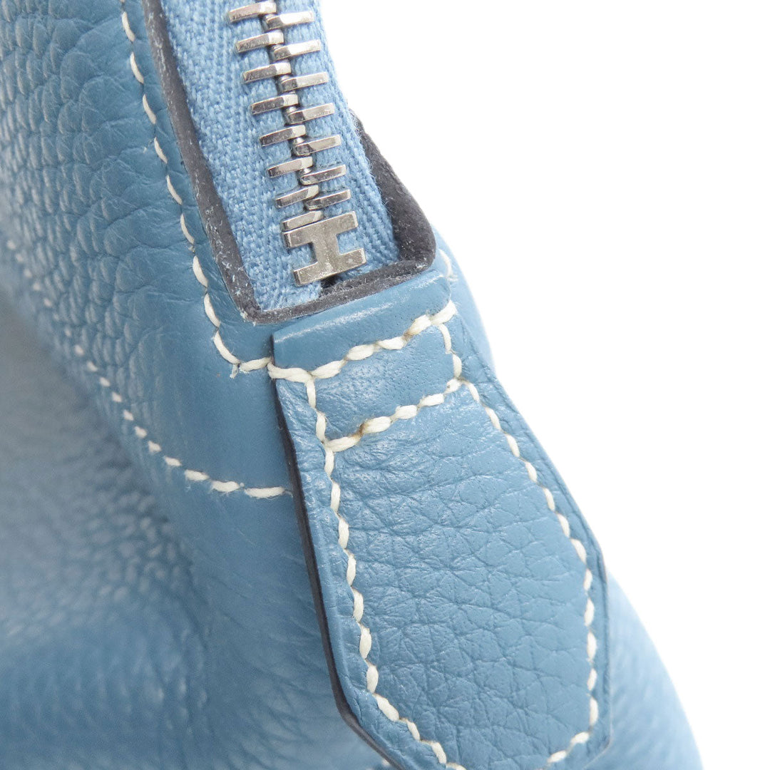 HERMES Handbag Taurillon Clemence blue Bolide 31 Blue Jean SilverMetal Women Used Authentic