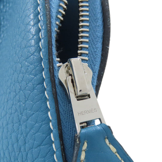 HERMES Handbag Taurillon Clemence blue Bolide 31 Blue Jean SilverMetal Women Used Authentic