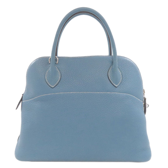 HERMES Handbag Taurillon Clemence blue Bolide 31 Blue Jean SilverMetal Women Used Authentic
