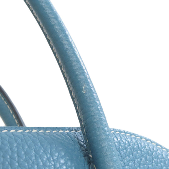 HERMES Handbag Taurillon Clemence blue Bolide 31 Blue Jean SilverMetal Women Used Authentic