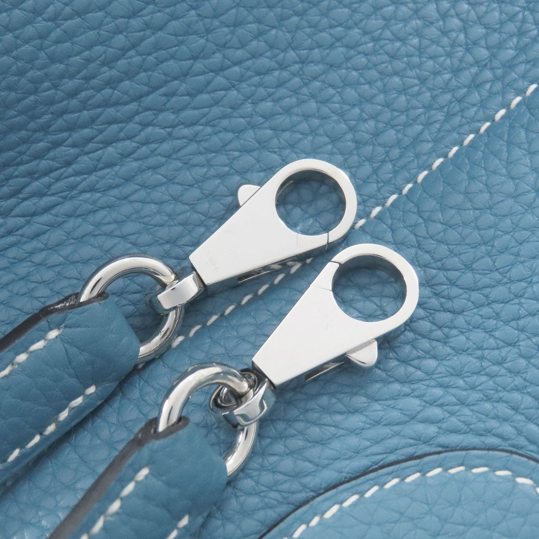 HERMES Handbag Taurillon Clemence blue Bolide 31 Blue Jean SilverMetal Women Used Authentic
