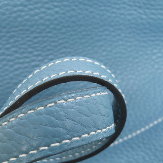 HERMES Handbag Taurillon Clemence blue Bolide 31 Blue Jean SilverMetal Women Used Authentic