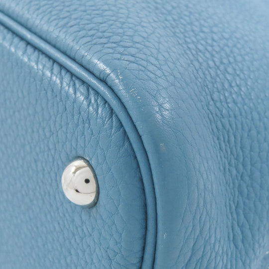 HERMES Handbag Taurillon Clemence blue Bolide 31 Blue Jean SilverMetal Women Used Authentic