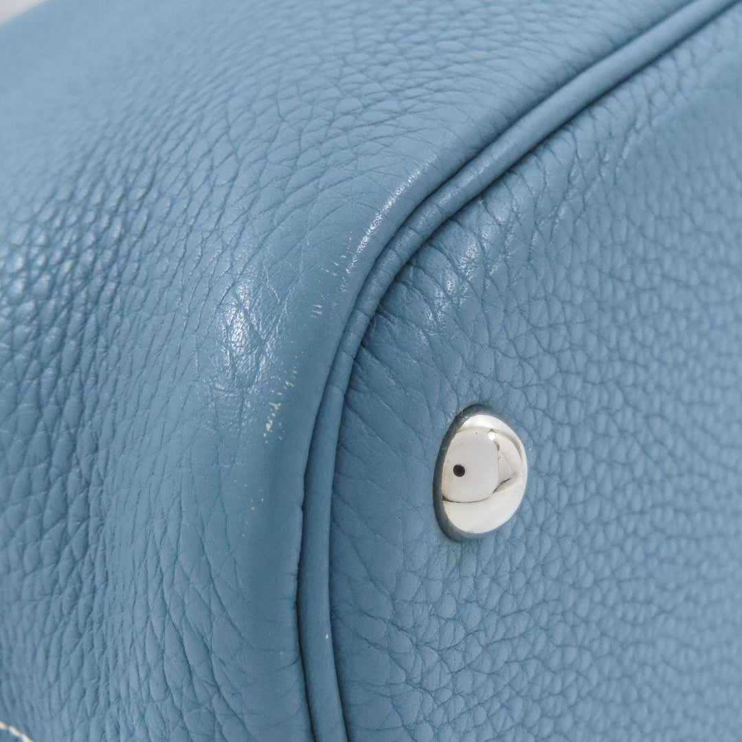 HERMES Handbag Taurillon Clemence blue Bolide 31 Blue Jean SilverMetal Women Used Authentic