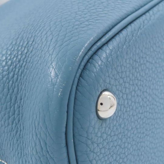 HERMES Handbag Taurillon Clemence blue Bolide 31 Blue Jean SilverMetal Women Used Authentic