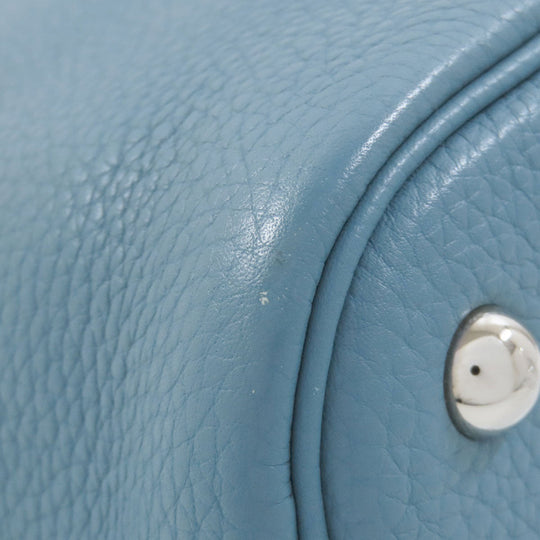 HERMES Handbag Taurillon Clemence blue Bolide 31 Blue Jean SilverMetal Women Used Authentic