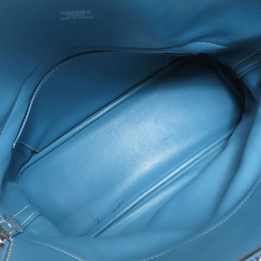 HERMES Handbag Taurillon Clemence blue Bolide 31 Blue Jean SilverMetal Women Used Authentic