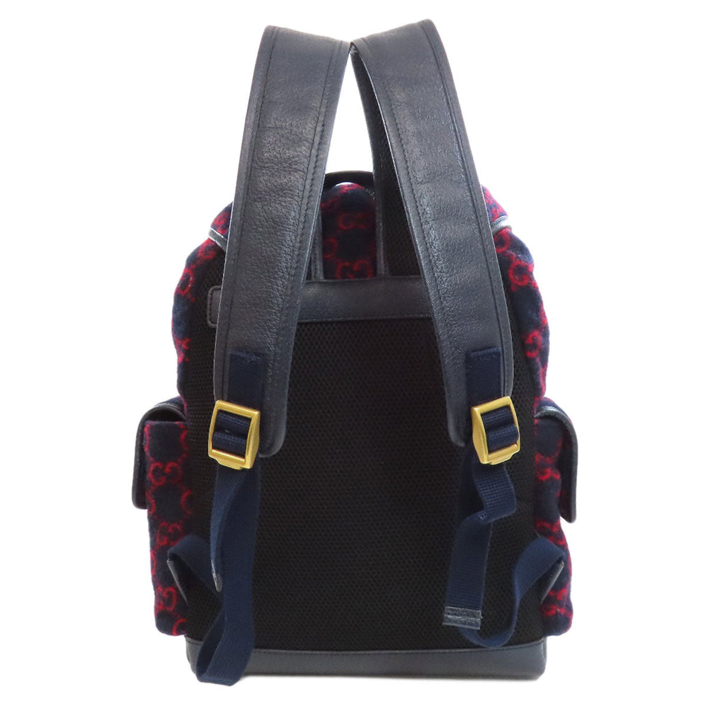 GUCCI Backpack 598184 wool Navy GG wool Women Used Authentic