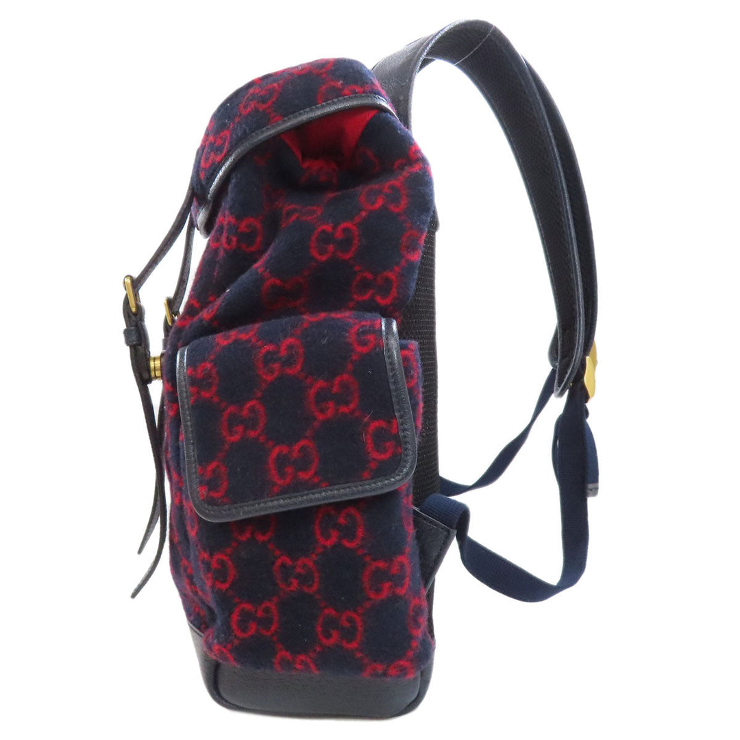 GUCCI Backpack 598184 wool Navy GG wool Women Used Authentic